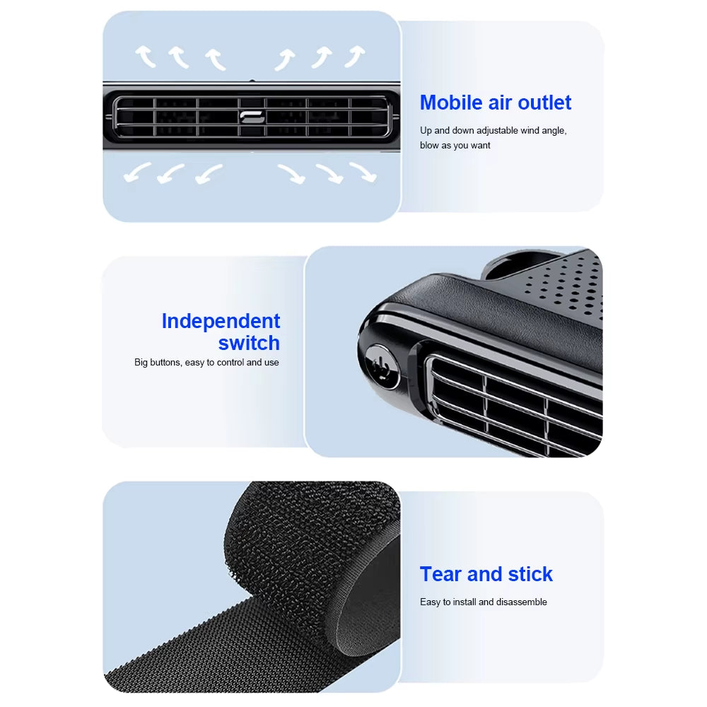 Car Headrest Cooling Air Fan 3 Speeds Adjustable Car Neck Cooler USB Powered Rear Seat Ventilator for Front Rear Seat Passenger